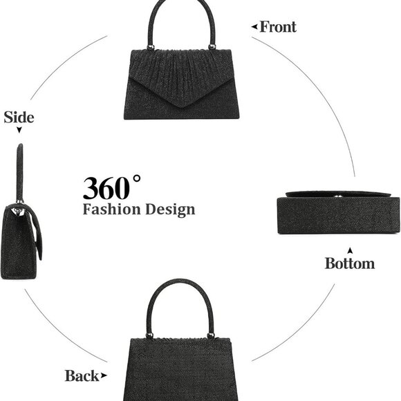 Sparkly Evening Clutch Bag Small Crossbody Purse for Women Weddings Parties - Picture 6 of 6